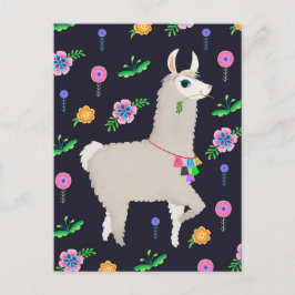 Postal Llama con flores