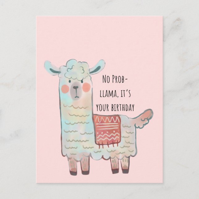 Postal Llama cutánea, dibujo de animales de alpaca (Anverso)