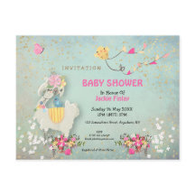 Llama Cute/Invitación a Baby Shower floral