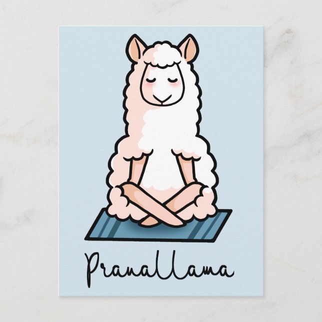 Postal Llama de la yoga - Pranallama (Anverso)