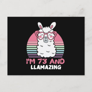 Postal Llama de llama de 73 años, cumpleaños de 73 años