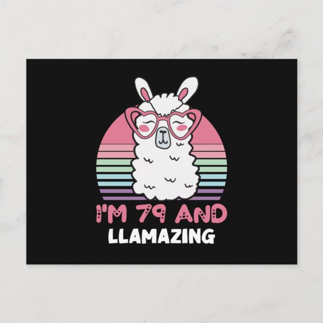 Postal Llama de Llama de 79 años, cumpleaños 79 (Anverso)