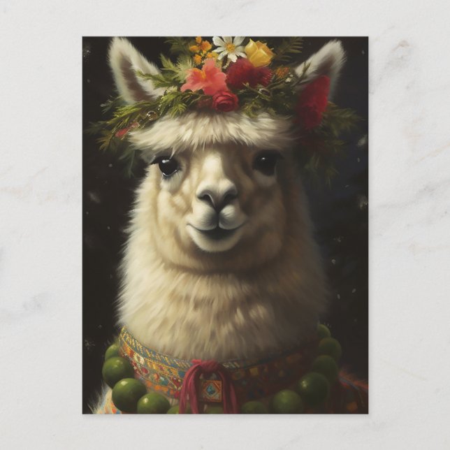 Postal Llama de Navidad (Anverso)