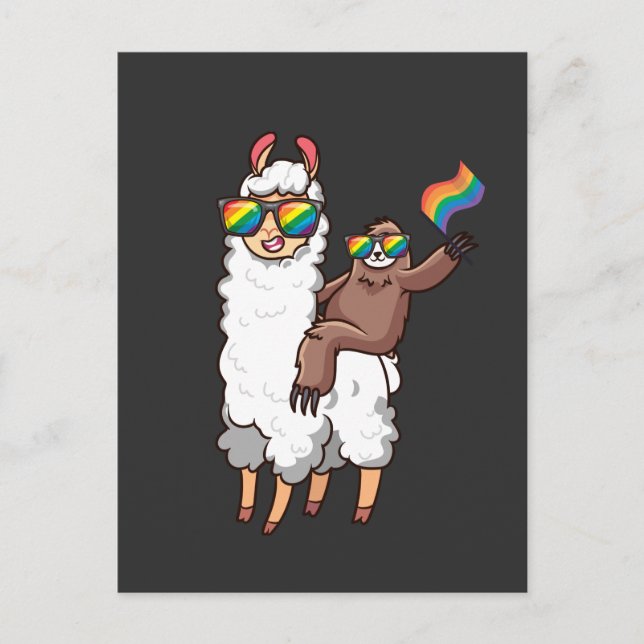 Postal Llama de rivalidad con lentes de sol igualdad LGBT (Anverso)