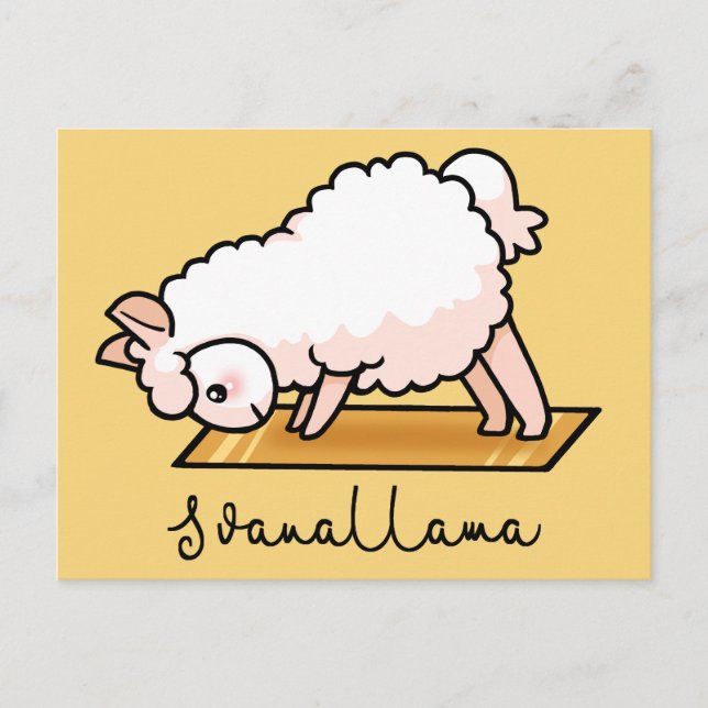Postal Llama de yoga - Svanallama (Anverso)