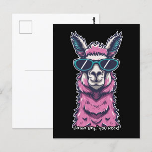 Postal Llama dice que rocas   Postura rara en gafas de so