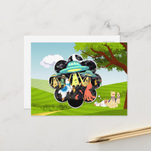 Postal Llama divertida contra batalla espacial épica de c