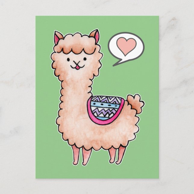 Postal Llama feliz (Anverso)