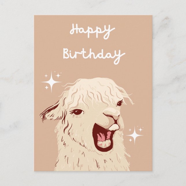 Postal Llama Feliz Cumpleaños (Anverso)