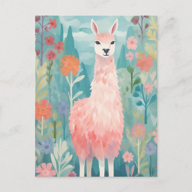 Postal Llama Feliz Pequeña (Anverso)