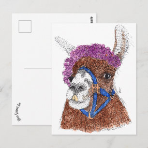 Postal Llama flor