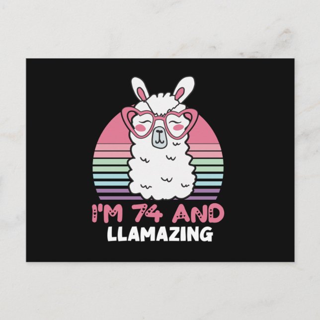 Postal Llama Llama de 74 años, cumpleaños 74 (Anverso)
