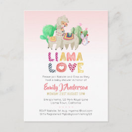 Postal Llama Mama Baby Fiesta Cacti Fun Chica moderno