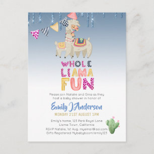 Postal Llama Mama Baby Fiesta Cacti Fun Chica moderno