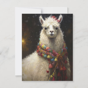 Postal Llama Navideño Adorable
