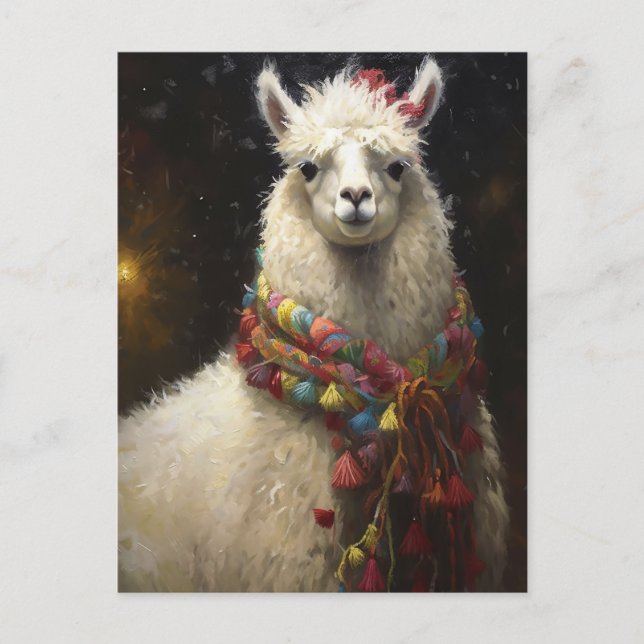 Postal Llama Navideño Adorable (Anverso)