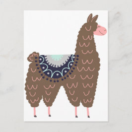 Postal Llama rosa y marrón