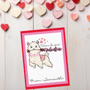 Postal Llama sea su San Valentín Niños Lindos