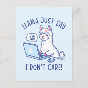Postal Llama Solo Di No Me Importa - Oficina Divertida de