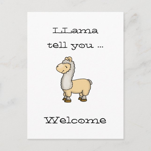 Postal Llama te dice - Bienvenida - Postcard Cute Llama (Anverso)