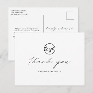 Postal Llamada Chic Caligrafía Logo Elegante Agradecimien