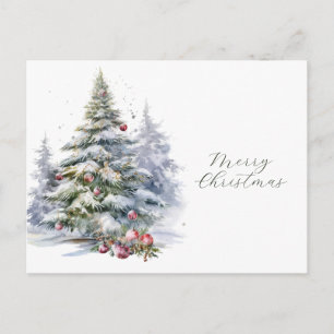Postal Llamada de Navidad Caligrafía con árbol de acuarel