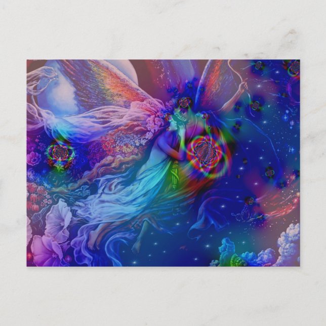 Postal Llamas gemelas elevándose al cielo (Anverso)