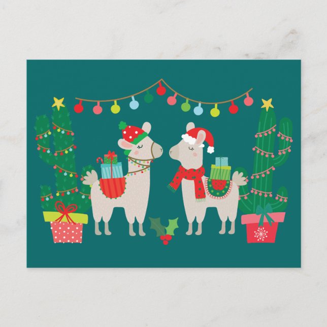 Postal Llamas navidades (Anverso)