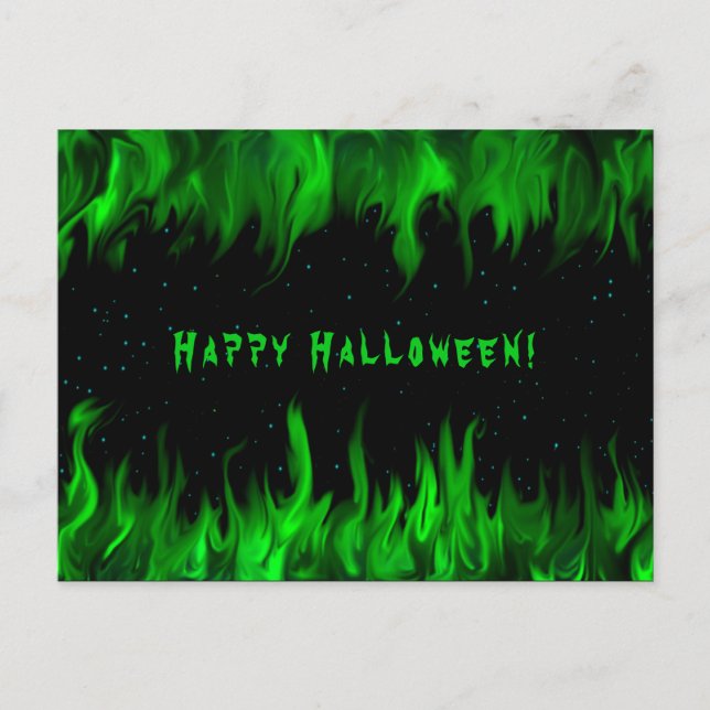 Postal Llamas Verdes en el Cielo Estelar (Anverso)