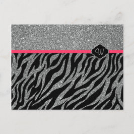 Postal Llamativo Rosa Plateado Cebra Agrega Tu Inicial Fe