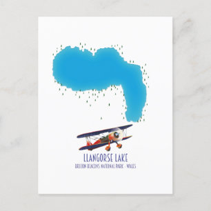 Postal Llangorse Lake Brecon Beacon mapa de gales