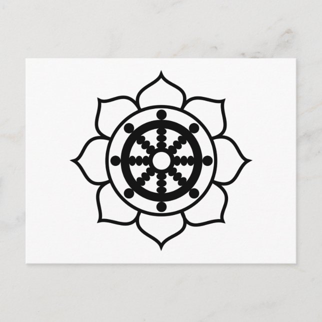 Postal Llanta Dharma de flores Lotus (Anverso)