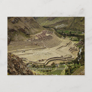 Postal Llaqtapata ruina Perú en el sendero inca