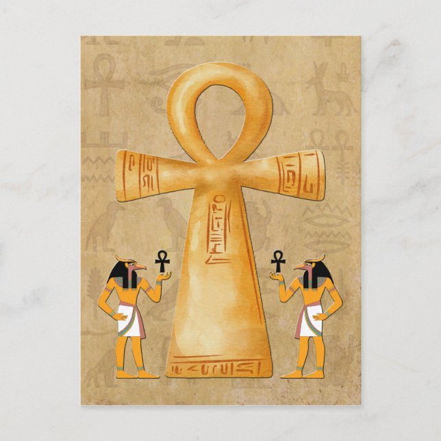 Postal Llave de la vida Ankh en jeroglífico (Anverso)