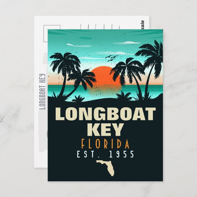 Postal Llave de Longboat Florida Retro Sunset Souvenirs 6 (Anverso / Reverso)