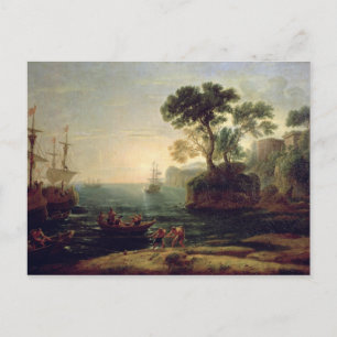 Postal Llegada de Aeneas a Italia, el amanecer del