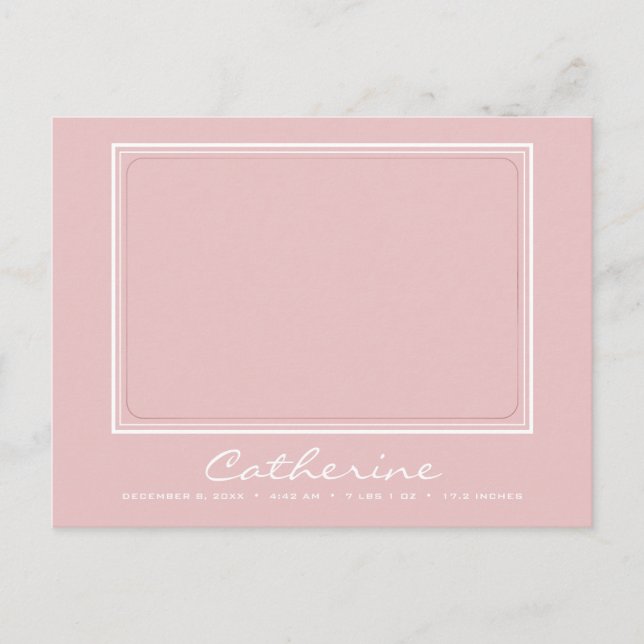 Postal Llegada de la niña recién nacida anuncio de nacimi (Anverso)