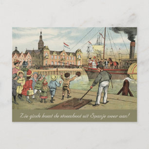 Postal Llegada de Sinterklaas Dutch St. Nick Vintage