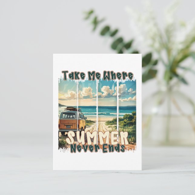 Postal Llévame donde el verano nunca termina -Vibes de pl (Anverso de pie)