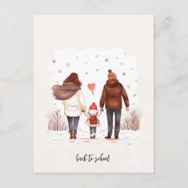 Postal Llevando al Niño al Colegio