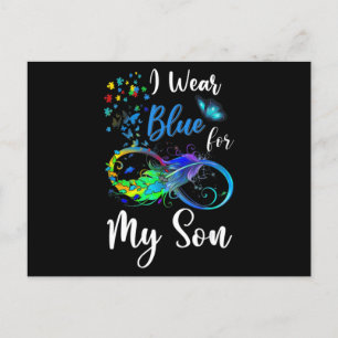 Postal Llevo Azul por el Autismo de Mi Hijo Mama Papa Ki