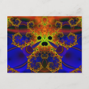 Postal Llorando   Arte fractal azul y amarillo