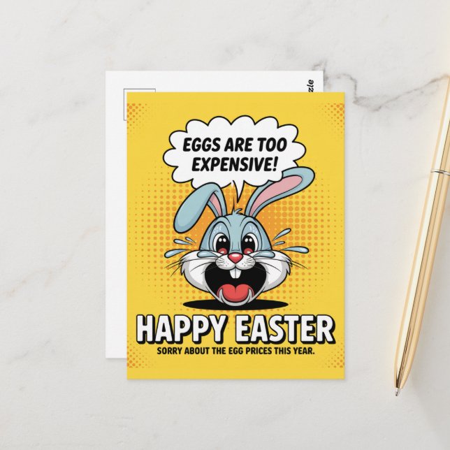 Postal Llorar huevos de conejo de Pascua es muy caro (Anverso/Reverso In Situ)