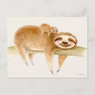 Postal Llovia vaga y adorable pintura de acuarela para be