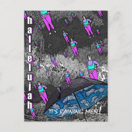 Postal ¡Llueve a los hombres!