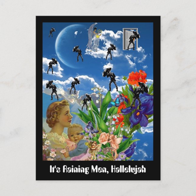 Postal Llueve Hombres, Aleluya (Anverso)