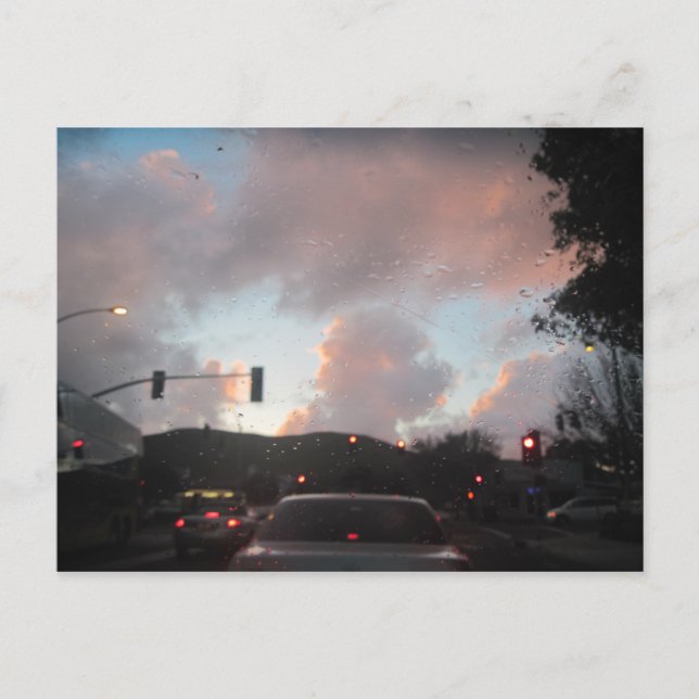 Postal Lluvia al atardecer en San Luis Obispo, CA (Anverso)