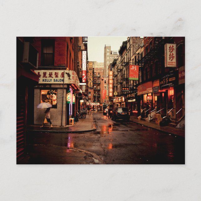 Postal Lluvia - Chinatown - Nueva York (Anverso)