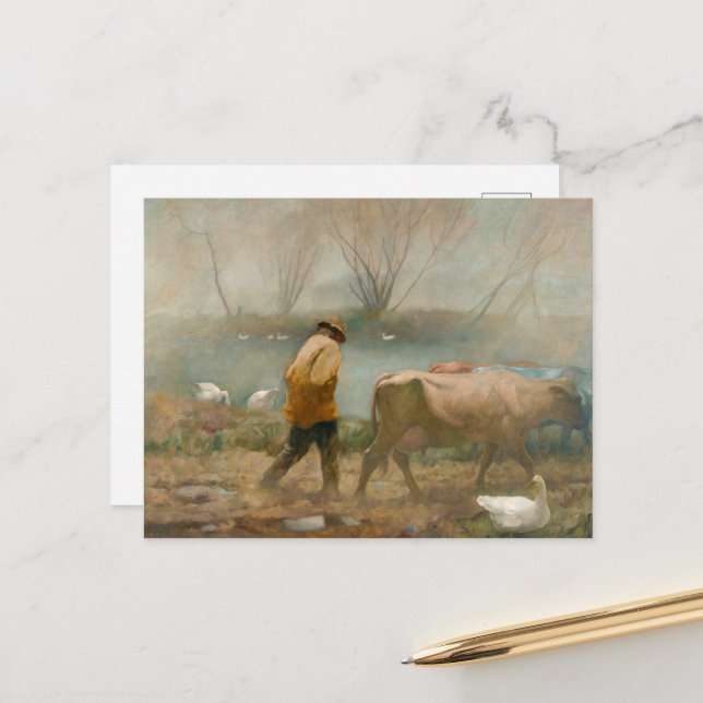 Postal Lluvia de abril por Newell Convers Wyeth (Anverso/Reverso In Situ)