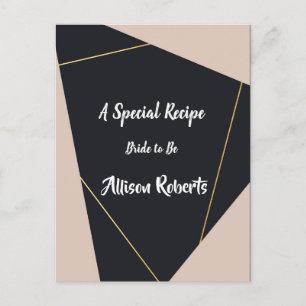 Postal Lluvia de boda geométrica rosa negra y dorada